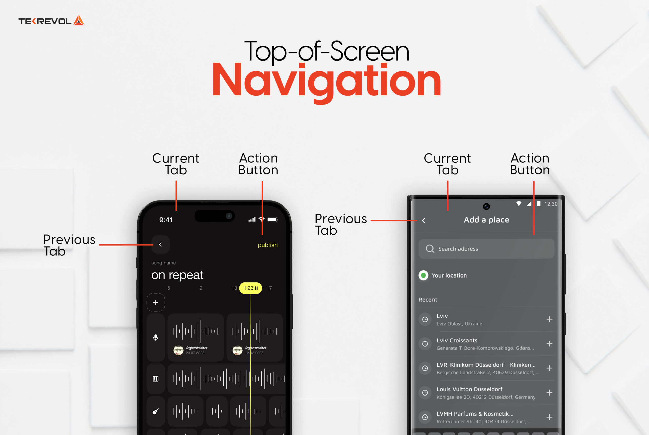 top screen navigation